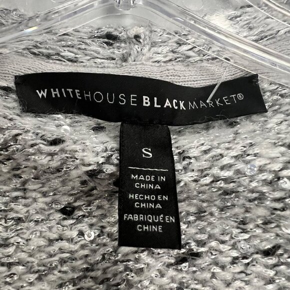 WHBM Women's Sequined Open Front Cardigan Duster Gray Knit Size Small - Picture 8 of 9